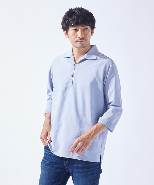 ABAHOUSE GRAY(アバハウスグレイ)の「新色追加!【リネンタッチ】カプリ7分袖シャツ(シャツ/ブラウス・メンズ・ホワイト/パープル/ブラック/サックスブルー/モカ/セージグリーン・46/48/50)」の17枚目の写真