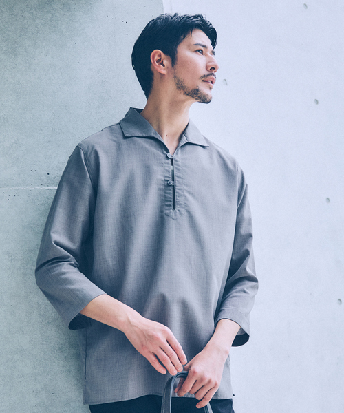 ABAHOUSE GRAY(アバハウスグレイ)の「新色追加!【リネンタッチ】カプリ7分袖シャツ(シャツ/ブラウス・メンズ・ホワイト/パープル/ブラック/サックスブルー/モカ/セージグリーン・46/48/50)」の20枚目の写真