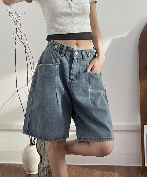 ワイドレッグ ドレープ ジーンズ ハイウエスト デニム パンツ 5 デニム メタリックデニム ハイウエスト ポケット ワイドレッグ
