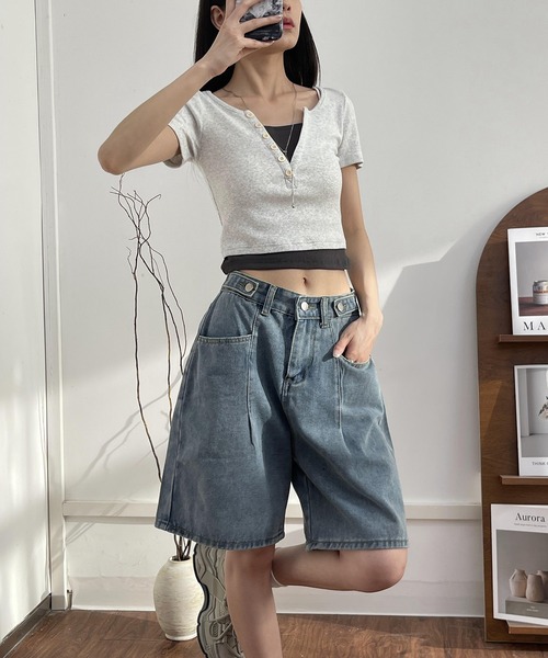 SALE【AMI】ハイウエストミニショーツ イエロー ウール ハイウエスト ミニ ショートパンツ 726 | AMI PARIS