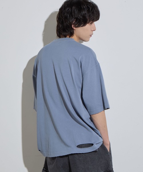 SLICK(スリック)の「【SLICK/スリック】Pigment Dye Damage Printed T-Shirt (WHAT GOSE) / ピグメントダイダメージプリントTシャ (WHAT GOSE)/オーバーサイズ シルエット / ピグメント加工/ ビンテージ(Tシャツ/カットソー・メンズ・グレイッシュベージュ/ブルーグレー/ブラック・1/2/3)」の8枚目の写真