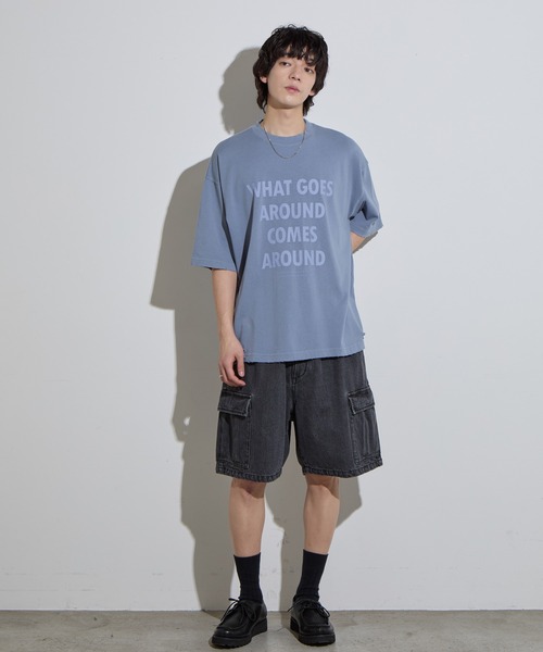 SLICK(スリック)の「【SLICK/スリック】Pigment Dye Damage Printed T-Shirt (WHAT GOSE) / ピグメントダイダメージプリントTシャ (WHAT GOSE)/オーバーサイズ シルエット / ピグメント加工/ ビンテージ(Tシャツ/カットソー・メンズ・グレイッシュベージュ/ブルーグレー/ブラック・1/2/3)」の7枚目の写真