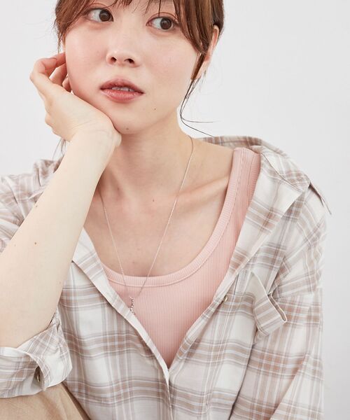 le.coeur blanc（ルクールブラン）の「コットンストレッチテレコタンク（タンクトップ・レディース・ピンク/ダークブラウン/ダークグレー/オフホワイト/グレイッシュベージュ・38）」の15枚目の写真