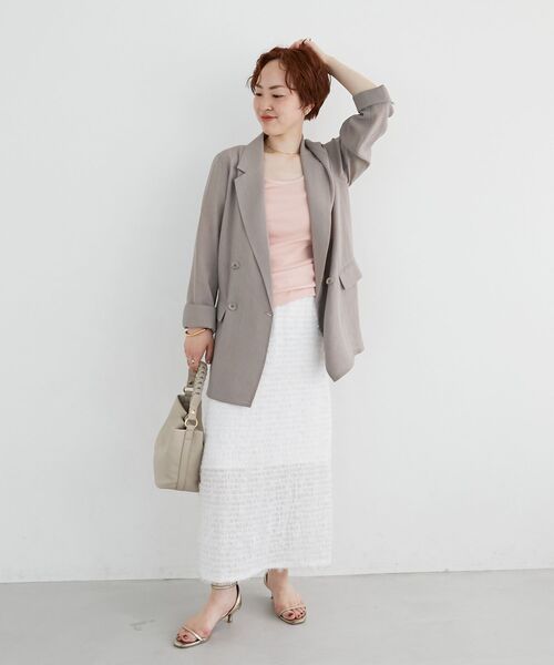 le.coeur blanc（ルクールブラン）の「コットンストレッチテレコタンク（タンクトップ・レディース・ピンク/ダークブラウン/ダークグレー/オフホワイト/グレイッシュベージュ・38）」の18枚目の写真