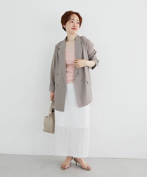 le.coeur blanc（ルクールブラン）の「コットンストレッチテレコタンク（タンクトップ・レディース・ピンク/ダークブラウン/ダークグレー/オフホワイト/グレイッシュベージュ・38）」の19枚目の写真