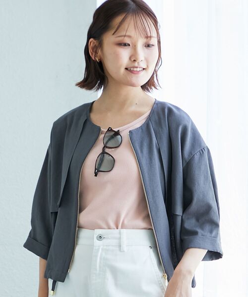 le.coeur blanc（ルクールブラン）の「コットンストレッチテレコタンク（タンクトップ・レディース・ピンク/ダークブラウン/ダークグレー/オフホワイト/グレイッシュベージュ・38）」の20枚目の写真