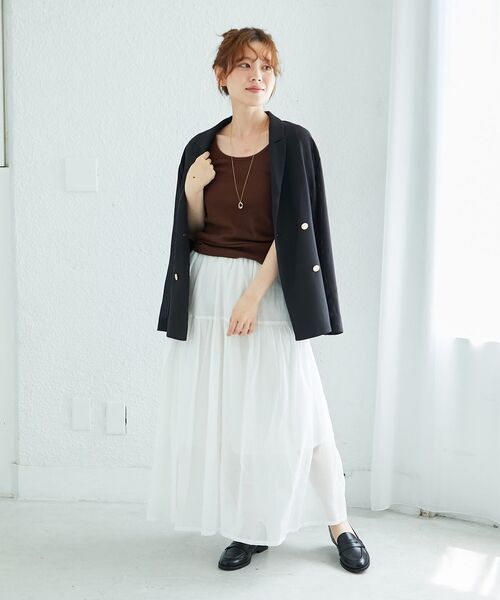 le.coeur blanc（ルクールブラン）の「コットンストレッチテレコタンク（タンクトップ・レディース・ピンク/ダークブラウン/ダークグレー/オフホワイト/グレイッシュベージュ・38）」の8枚目の写真