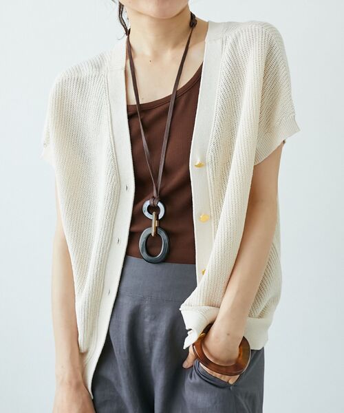 le.coeur blanc（ルクールブラン）の「コットンストレッチテレコタンク（タンクトップ・レディース・ピンク/ダークブラウン/ダークグレー/オフホワイト/グレイッシュベージュ・38）」の10枚目の写真