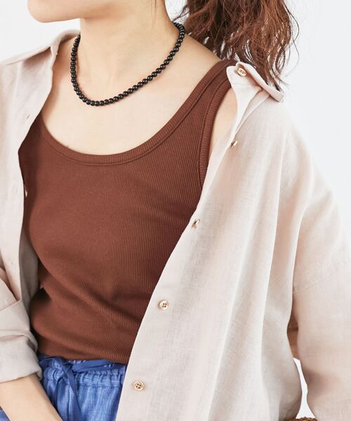 le.coeur blanc（ルクールブラン）の「コットンストレッチテレコタンク（タンクトップ・レディース・ピンク/ダークブラウン/ダークグレー/オフホワイト/グレイッシュベージュ・38）」の11枚目の写真