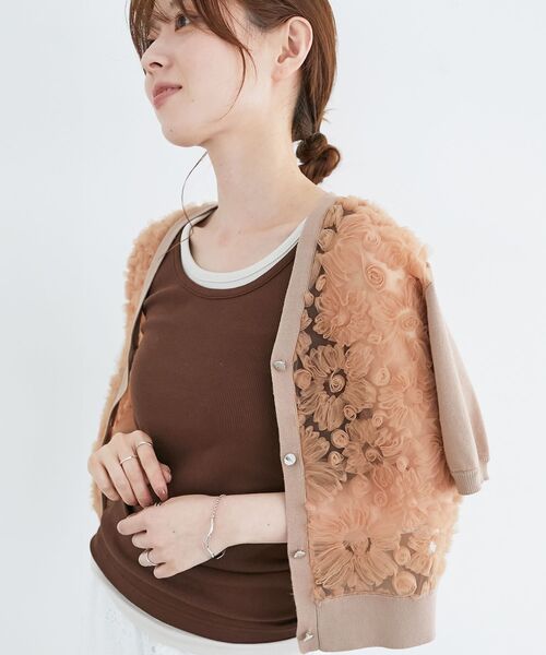 le.coeur blanc（ルクールブラン）の「コットンストレッチテレコタンク（タンクトップ・レディース・ピンク/ダークブラウン/ダークグレー/オフホワイト/グレイッシュベージュ・38）」の12枚目の写真