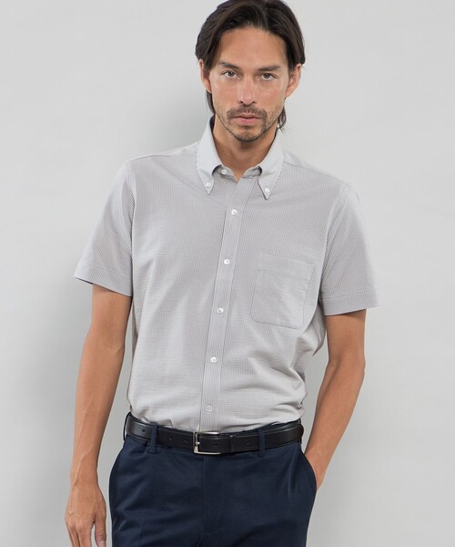 MACKINTOSH LONDON（マッキントッシュ ロンドン）の「【FLEX JERSEY】シアサッカーストライプジャージー半袖シャツ（シャツ/ブラウス・メンズ・ホワイト/ダークネイビー/グレー系その他/ブルー・M/S/XL/L）」の3枚目の写真