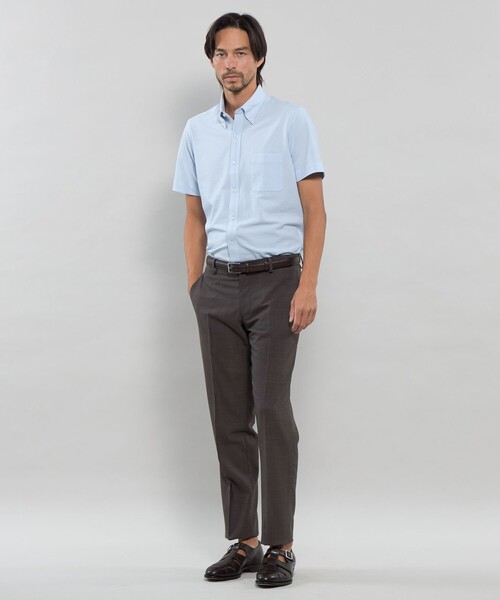 MACKINTOSH LONDON（マッキントッシュ ロンドン）の「【FLEX JERSEY】シアサッカーストライプジャージー半袖シャツ（シャツ/ブラウス・メンズ・ホワイト/ダークネイビー/グレー系その他/ブルー・M/S/XL/L）」の8枚目の写真