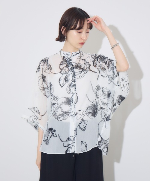 クロスアンドクロス/ハグオーワー★果実pt シルク ボウタイ ドルマンブラウス クロスアンドクロス/ハグオーワー☆果実pt シルク ボウタイ