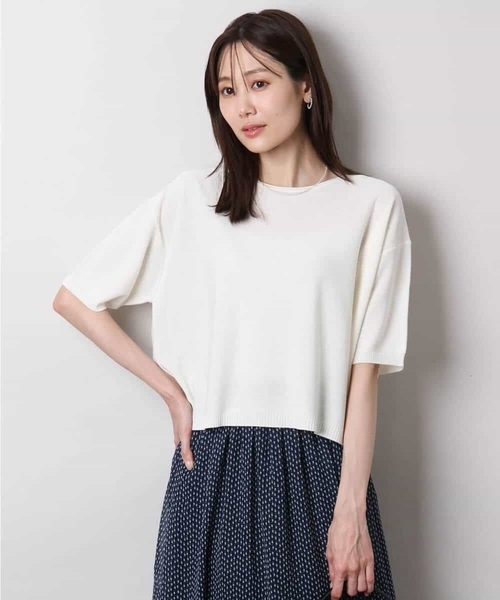 MK MICHEL KLEIN（エムケーミッシェルクラン）の「五分袖サマーニット（ニット/セーター・レディース・ブルー/ホワイト/コーラルピンク/ベージュ/ネイビー・38）」の17枚目の写真