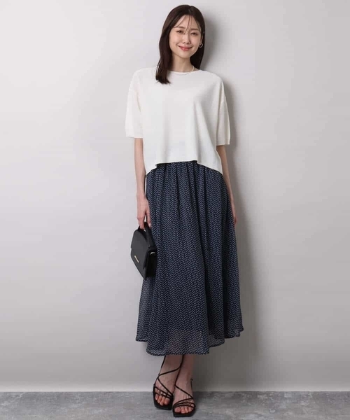 MK MICHEL KLEIN（エムケーミッシェルクラン）の「五分袖サマーニット（ニット/セーター・レディース・ブルー/ホワイト/コーラルピンク/ベージュ/ネイビー・38）」の18枚目の写真