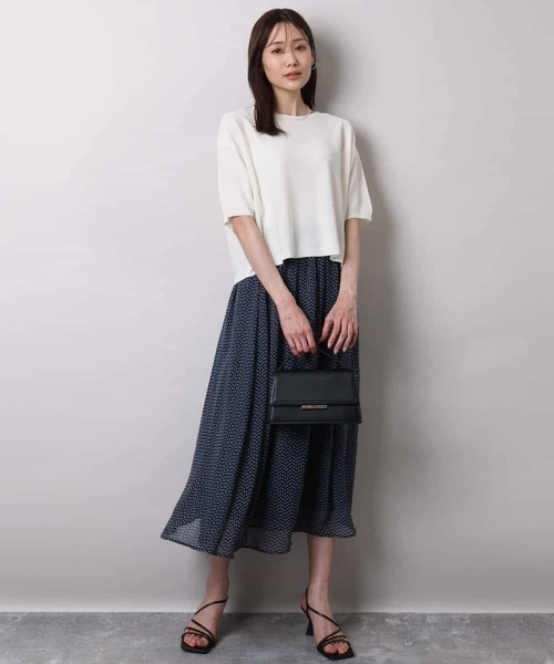 MK MICHEL KLEIN（エムケーミッシェルクラン）の「五分袖サマーニット（ニット/セーター・レディース・ブルー/ホワイト/コーラルピンク/ベージュ/ネイビー・38）」の19枚目の写真