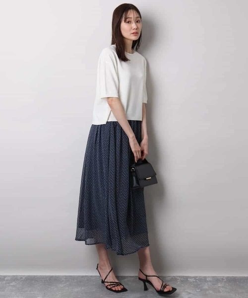 MK MICHEL KLEIN（エムケーミッシェルクラン）の「五分袖サマーニット（ニット/セーター・レディース・ブルー/ホワイト/コーラルピンク/ベージュ/ネイビー・38）」の20枚目の写真