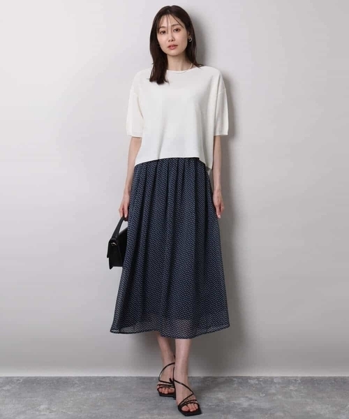 ☆新品【ミッシェルクラン】ネイビー半袖ニット/M/サマーセーター/レディース/夏 MICHEL KLEIN（ミッシェルクラン）のニット・セーター｜おすすめ