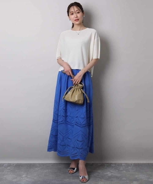 MK MICHEL KLEIN（エムケーミッシェルクラン）の「五分袖サマーニット（ニット/セーター・レディース・ブルー/ホワイト/コーラルピンク/ベージュ/ネイビー・38）」の22枚目の写真