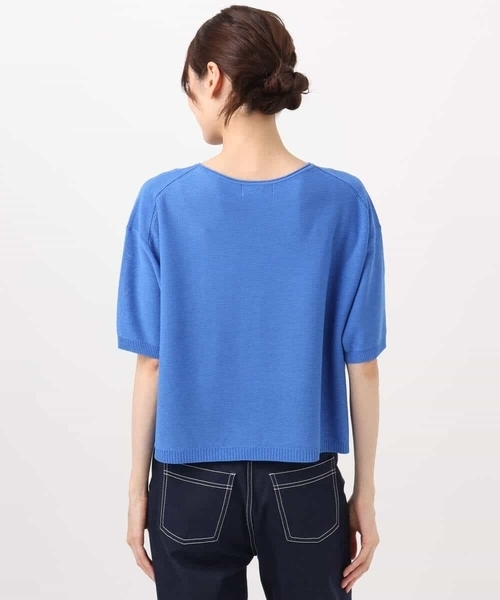 MK MICHEL KLEIN（エムケーミッシェルクラン）の「五分袖サマーニット（ニット/セーター・レディース・ブルー/ホワイト/コーラルピンク/ベージュ/ネイビー・38）」の8枚目の写真