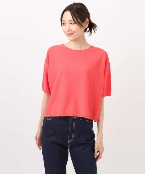 MK MICHEL KLEIN（エムケーミッシェルクラン）の「五分袖サマーニット（ニット/セーター・レディース・ブルー/ホワイト/コーラルピンク/ベージュ/ネイビー・38）」の13枚目の写真