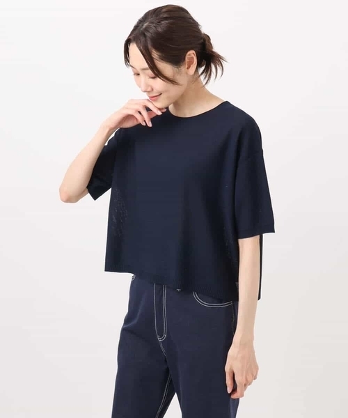 ☆新品【ミッシェルクラン】ネイビー半袖ニット/M/サマーセーター/レディース/夏 MICHEL KLEIN（ミッシェルクラン）のニット・セーター｜おすすめ