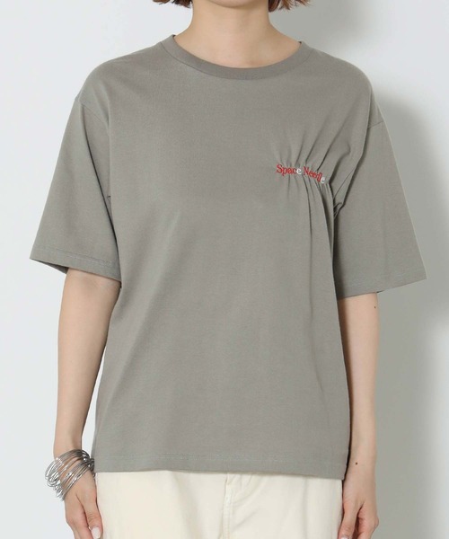 tシャツ フロント刺繍Tシャツ レディース フロントロゴ刺繍Tシャツ【UVケア/洗濯機洗い可/接触冷感】（T