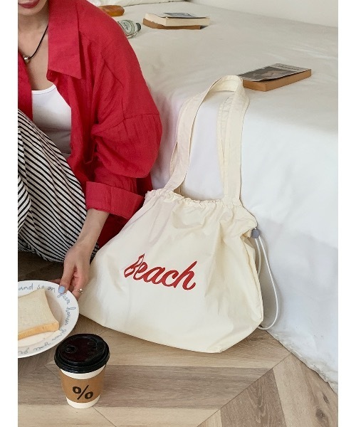 セール】《韓国ファッション》Beach Color Drawstring Bag