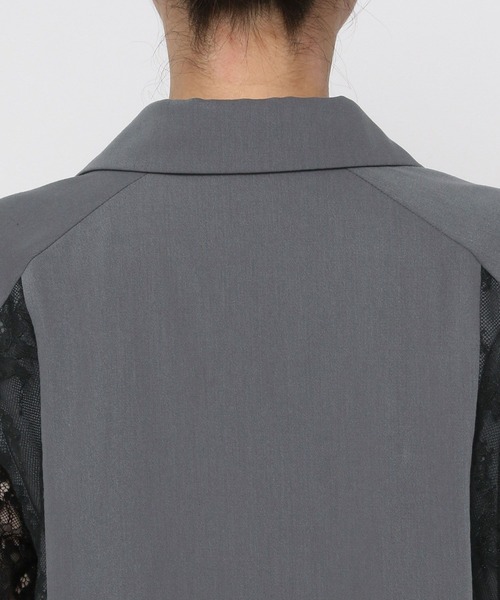 HARE(ハレ)の「接触冷感/レースレイヤーキリカエテーラージャケット*ワイドパンツ(HARE)(セットアップ・レディース・グレー/ブラック・FREE)」の15枚目の写真