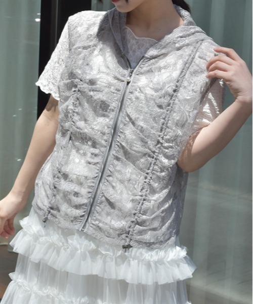『プレジームファム』★新品 未使用 タグ付き★ 襟ワイヤー ベスト axes femme - axes femme レース刺繍 ジレ ベスト 黒 Mサイズの