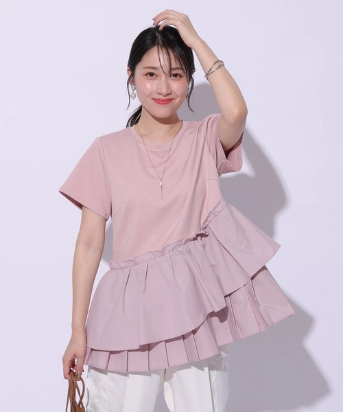 Apuweiser-riche（アプワイザーリッシェ）の「プリーツレイヤードカットソー（Tシャツ/カットソー・レディース・ピンク・1/2）」の2枚目の写真