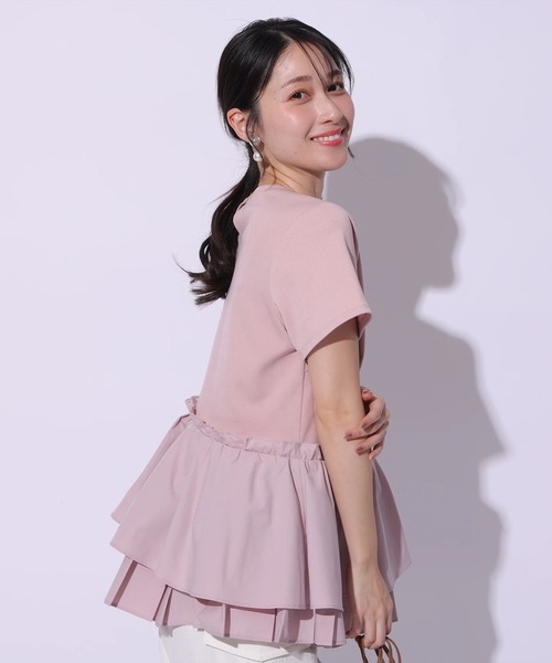Apuweiser-riche（アプワイザーリッシェ）の「プリーツレイヤードカットソー（Tシャツ/カットソー・レディース・ピンク・1/2）」の6枚目の写真