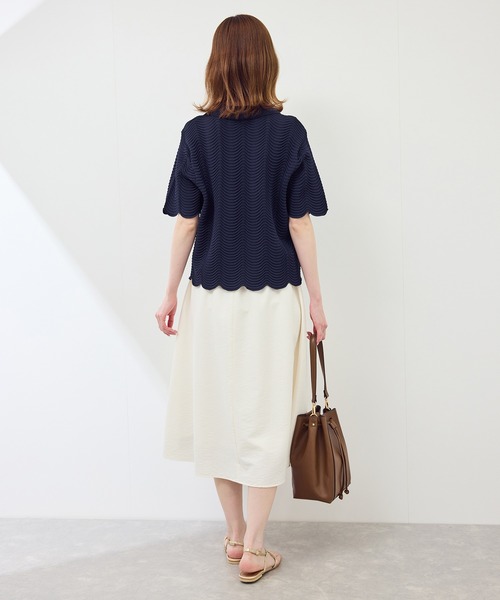 ROPE' PICNIC(ロペピクニック)の「リップル風襟付きサマーニットプルオーバー(ニット/セーター・レディース・ネイビー/カーキ/キナリ・38)」の16枚目の写真