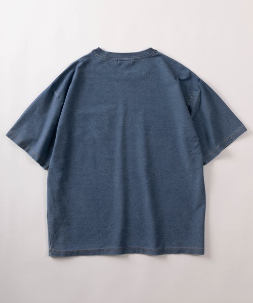 make a ray!(メイク ア レイ!)の「【71】カットデニム ポケット付き Tシャツ/オーバーサイズ(Tシャツ/カットソー・メンズ・ブルー/ブラック・XL/L/M)」の4枚目の写真