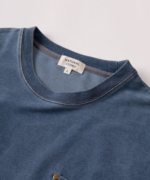 make a ray!(メイク ア レイ!)の「【71】カットデニム ポケット付き Tシャツ/オーバーサイズ(Tシャツ/カットソー・メンズ・ブルー/ブラック・XL/L/M)」の5枚目の写真