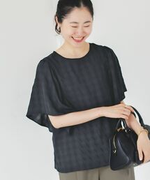 le.coeur blanc | ギンガムギャザーフレアスリーブブラウス(シャツ/ブラウス)