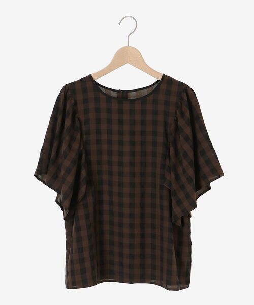 le.coeur blanc(ルクールブラン)の「《手洗い可能》ギンガムギャザーフレアスリーブブラウス(シャツ/ブラウス・レディース・ブラウン系その他2/ブラック系その他・38)」の11枚目の写真