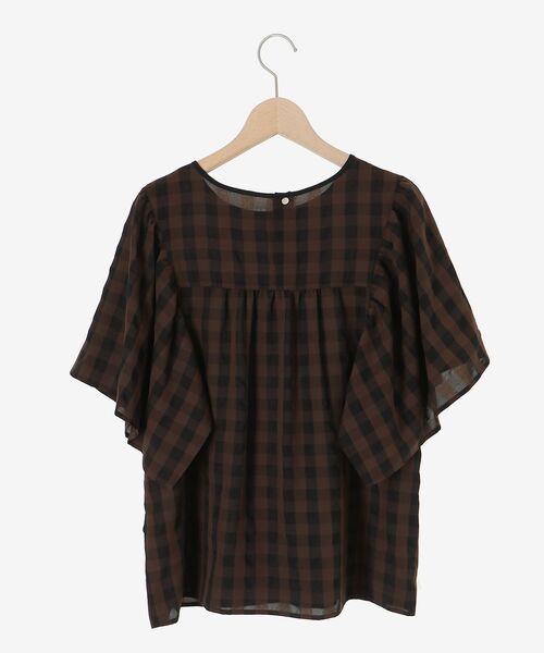 le.coeur blanc(ルクールブラン)の「《手洗い可能》ギンガムギャザーフレアスリーブブラウス(シャツ/ブラウス・レディース・ブラウン系その他2/ブラック系その他・38)」の20枚目の写真