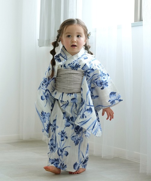 utatane（ウタタネ）の「［utatane×Acka.］kids  浴衣3set 鮫小紋と菖蒲 navy・ivory（浴衣・キッズ・ネイビー/アイボリー・100cm/110cm/120cm/130cm）」の11枚目の写真