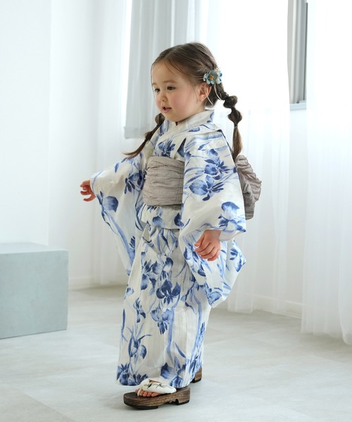 utatane（ウタタネ）の「［utatane×Acka.］kids  浴衣3set 鮫小紋と菖蒲 navy・ivory（浴衣・キッズ・ネイビー/アイボリー・100cm/110cm/120cm/130cm）」の12枚目の写真
