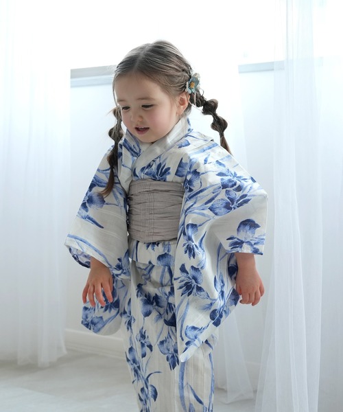 utatane（ウタタネ）の「［utatane×Acka.］kids  浴衣3set 鮫小紋と菖蒲 navy・ivory（浴衣・キッズ・ネイビー/アイボリー・100cm/110cm/120cm/130cm）」の14枚目の写真