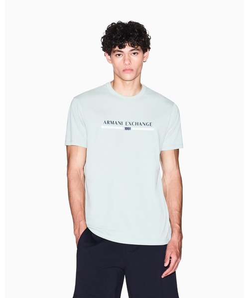 A/X Armani Exchange ロゴ 半袖 Tシャツ グレー 関＊送込 A|X アルマーニ エクスチェンジ】AXロゴ 半袖クルーネックT