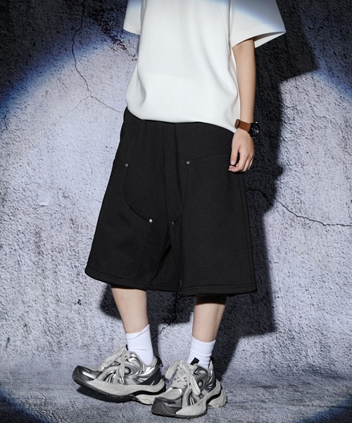 セール】EFFECTION // double knee wide sweat half pants