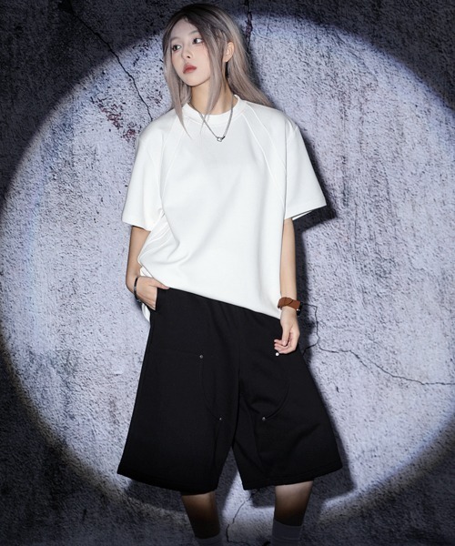 セール】EFFECTION // double knee wide sweat half pants