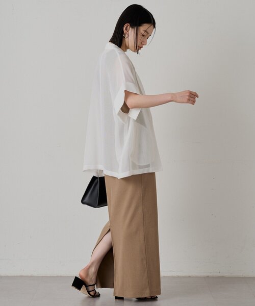 LOUNGEDRESS（ラウンジドレス）の「メッシュハーフスリーブジャケット（テーラードジャケット・レディース・オフホワイト/ブラック/ベージュ・FREE）」の11枚目の写真