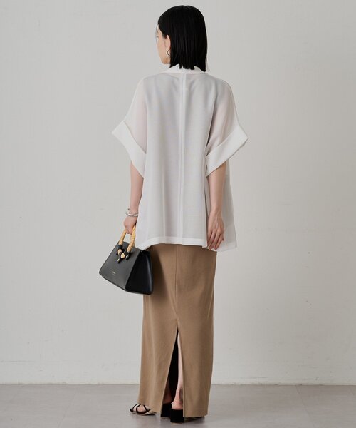 LOUNGEDRESS（ラウンジドレス）の「メッシュハーフスリーブジャケット（テーラードジャケット・レディース・オフホワイト/ブラック/ベージュ・FREE）」の10枚目の写真