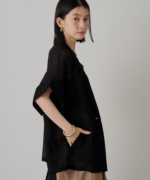 LOUNGEDRESS（ラウンジドレス）の「メッシュハーフスリーブジャケット（テーラードジャケット・レディース・オフホワイト/ブラック/ベージュ・FREE）」の20枚目の写真