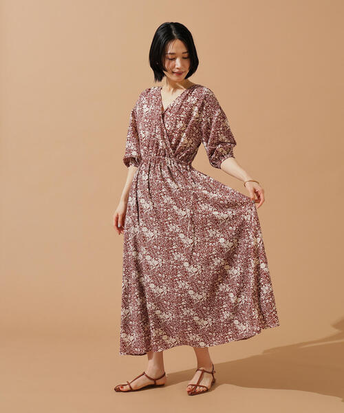 N.（N. Natural Beauty Basic）（エヌエヌナチュラルビューティーベーシック）の「【PS/低身長サイズ】カシュクールフラワープリントワンピース（ワンピース・レディース・ブラウン系その他/ブラック系その他・PS/MEDIUM）」の12枚目の写真