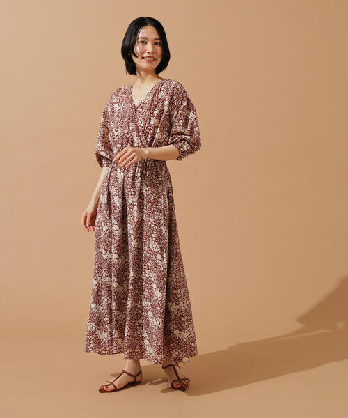 N.（N. Natural Beauty Basic）（エヌエヌナチュラルビューティーベーシック）の「【PS/低身長サイズ】カシュクールフラワープリントワンピース（ワンピース・レディース・ブラウン系その他/ブラック系その他・PS/MEDIUM）」の10枚目の写真