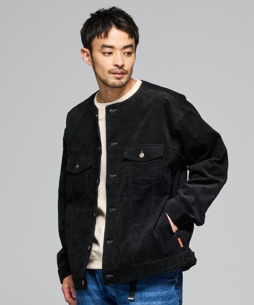 KRIFF MAYER（クリフメイヤー）の「ノーカラーコーデュロイJK（ノーカラージャケット・メンズ・ネイビー/ベージュ/カーキ/ブラック・X-LARGE/LARGE/MEDIUM）」の2枚目の写真